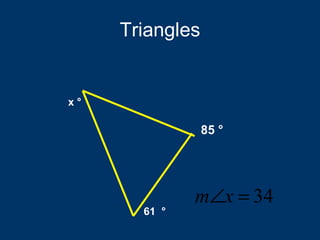 Triangles 85 ° 61  ° x ° 