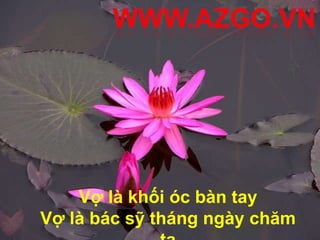 Vợ là khối óc bàn tay
Vợ là bác sỹ tháng ngày chăm
 