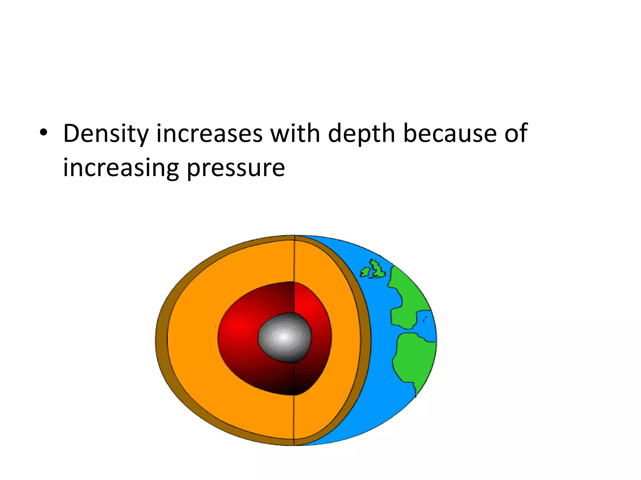 • Density increases with depth because of
  increasing pressure
 