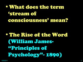 “To the Lighthouse”- Stream of Consciousness Novel | PPT