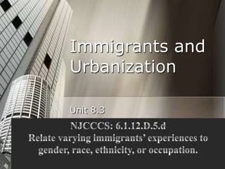 Immigrants and
Urbanization

Unit 8.3
 
