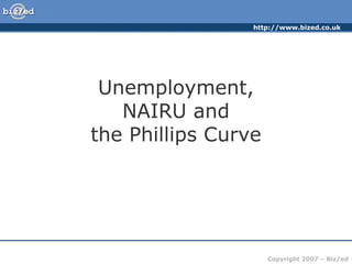 http://www.bized.co.uk
Copyright 2007 – Biz/ed
Unemployment,
NAIRU and
the Phillips Curve
 