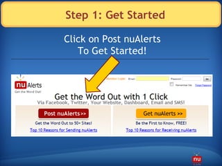 Step 1: Get Started Click on Post nuAlerts To Get Started! 