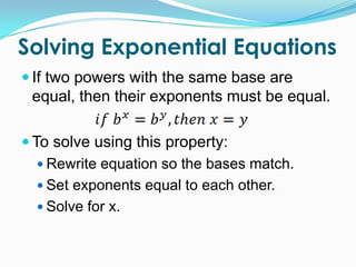 8.6 solving exponential and log equations | PPTX