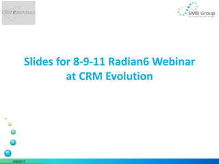 Slides for 8-9-11 Radian6 Webinar at CRM Evolution 8/9/11 1 