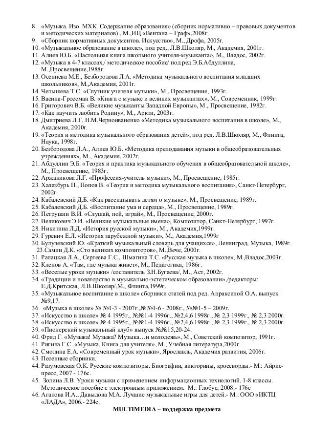 Программа По Музыке 8 Класс Критская Сергеева 17 Часов ...
