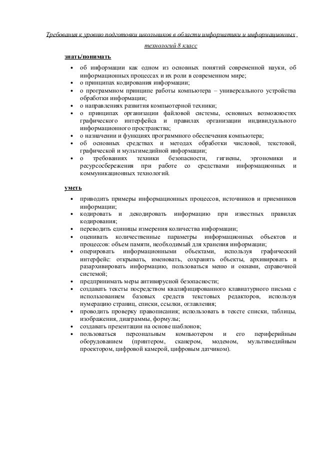 Проверочные работы по ивт 8 класс