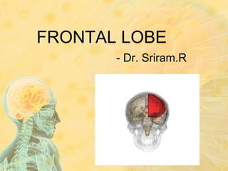 FRONTAL LOBE
- Dr. Sriram.R
 