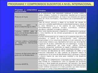 PROGRAMAS Y COMPROMISOS SUSCRITOS A NIVEL INTERNACIONAL
 