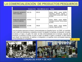 LA COMERCIALIZACIÓN DE PRODUCTOS PESQUEROS
LONJAS DE AYER Y DE HOY
 