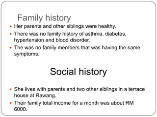 Effects of the illnessHer mother has to take a long leave from work to take care of her in hospital. 