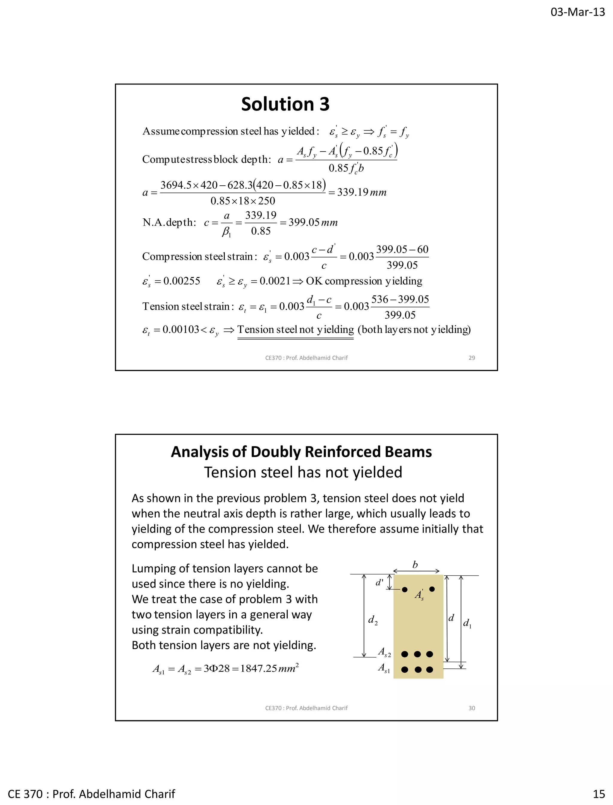 Lec07 Analysis and Design of Doubly Reinforced Beam (Reinforced ...