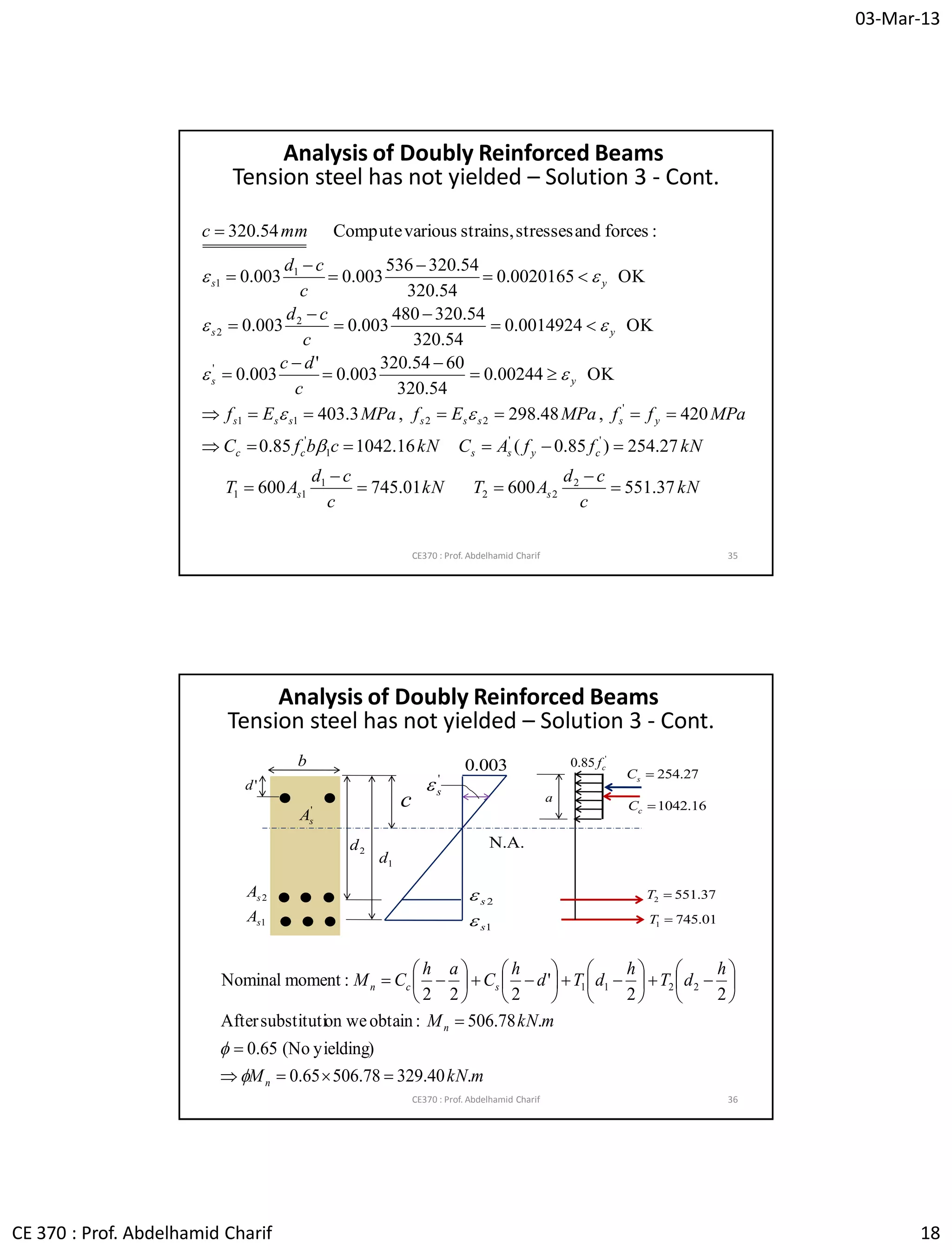 Lec07 Analysis and Design of Doubly Reinforced Beam (Reinforced ...