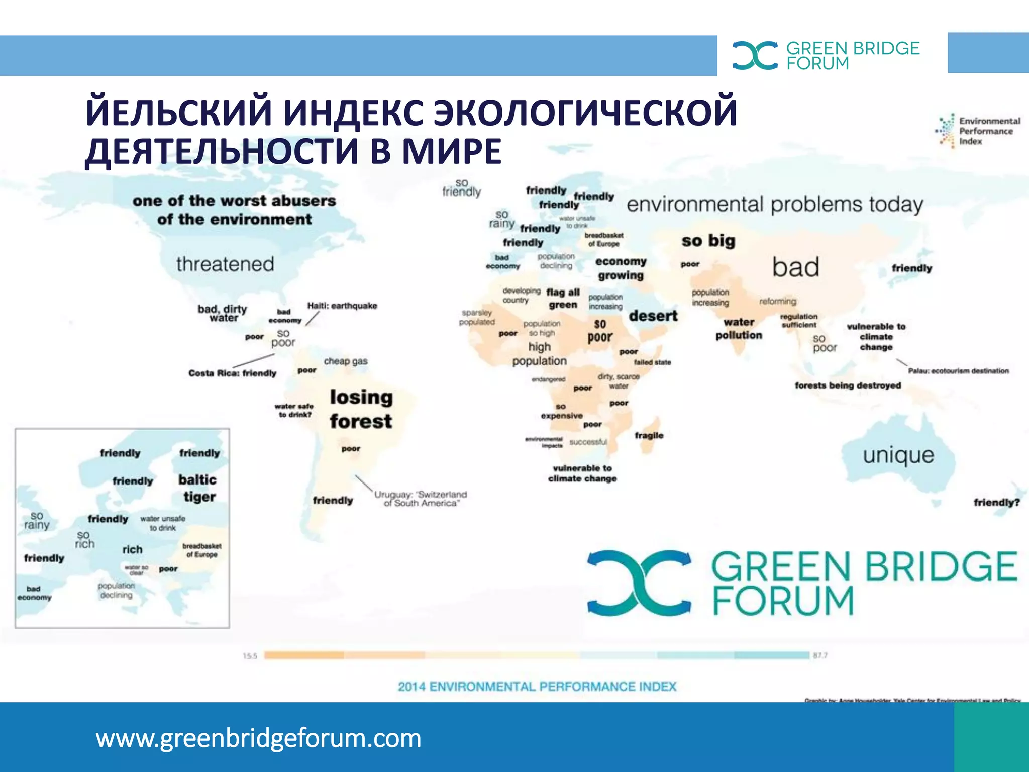 ЙЕЛЬСКИЙ ИНДЕКС ЭКОЛОГИЧЕСКОЙ
ДЕЯТЕЛЬНОСТИ В МИРЕ
OПЫТ ЛАТВИИ
www.greenbridgeforum.com
 