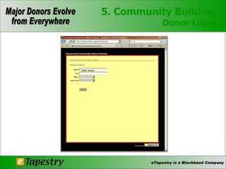 5. Community Building  Donor Login Keith Davis 