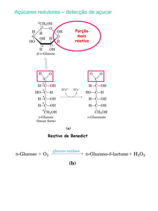 Açúcares redutores – detecção de açucar Porção mais reativa Reativo de Benedict 