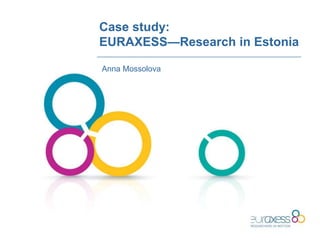 Case study:
EURAXESS—Research in Estonia
Anna Mossolova
 