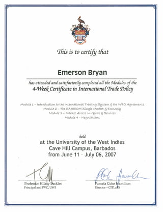 University Certificate: International Trade Policy