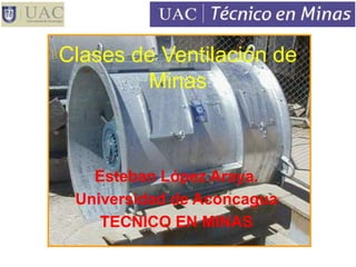 Clases de Ventilación de
Minas
Esteban López Araya.
Universidad de Aconcagua
TECNICO EN MINAS
 