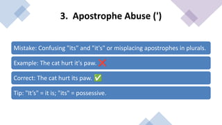Common Punctuation Errors and Correct Usage for English Teachers | PDF