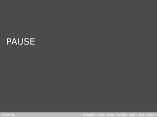 PAUSE




ITmitte.de   Bitterfeld – Halle – Leuna – Leipzig – Zeitz – Jena – Erfurt
 