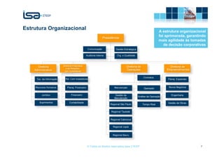 Estrutura Organizacional                                               A estrutura organizacional
                                                                       foi aprimorada, garantindo
                                                                       mais agilidade às tomadas
                                                                          de decisão corporativas




                           © Todos os direitos reservados para CTEEP                          7
 