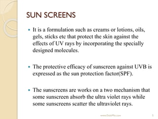 Sunscreen Production Process UNIT 4 : DESIGN-OF-COSMECEUTICAL-PRODUCTS | PDF