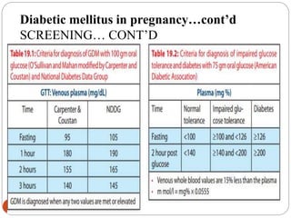 36
Diabetic mellitus in pregnancy…cont’d
SCREENING… CONT’D
 