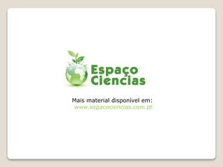 Mais material disponível em:
www.espacociencias.com.pt
 