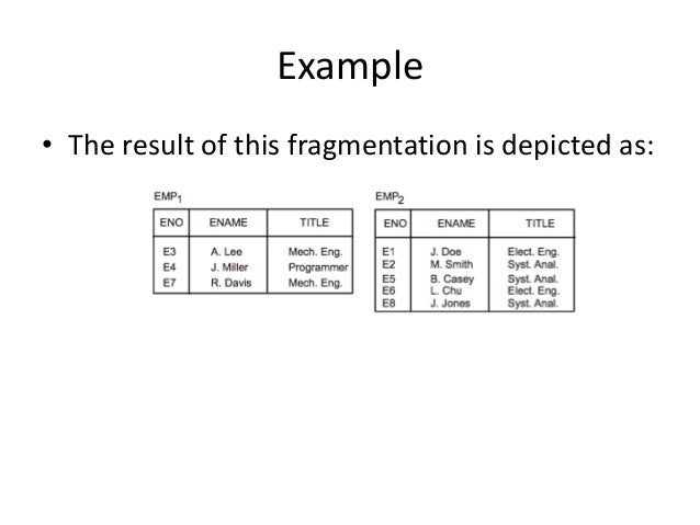 Fragmentation In Distributed Database Derived Horizontal Fragmentation In Distributed Database – CFNOFU