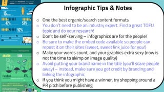 Blog Tips & Notes
o The title is as important as the content
o Quality + Length > quantity + frequency
o Tried and true ge...
