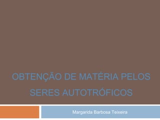 Margarida Barbosa Teixeira
OBTENÇÃO DE MATÉRIA PELOS
SERES AUTOTRÓFICOS
 