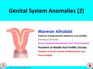 Iraq - Erbil 2013
Marwan Alhalabi
Professor of Reproductive Medicine and Infertility,
Damascus University
Head of Assisted Reproduction Unit, Orient Hospital
President of Middle East Fertility Society
President of Syrian Society of Obstetricians and
Gynecologists
 