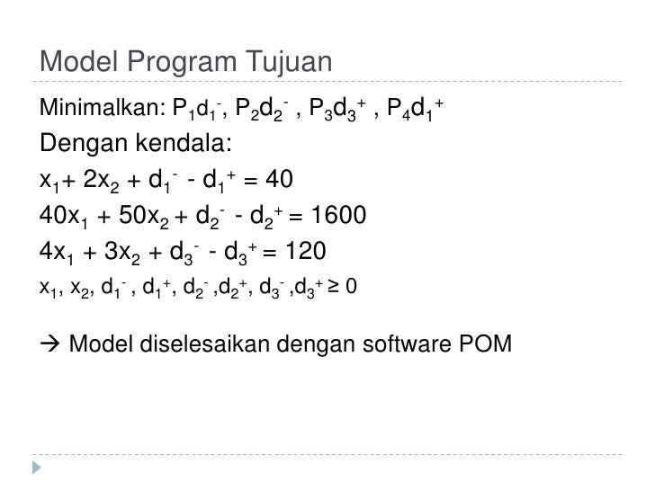 Contoh Soal Goal Programming