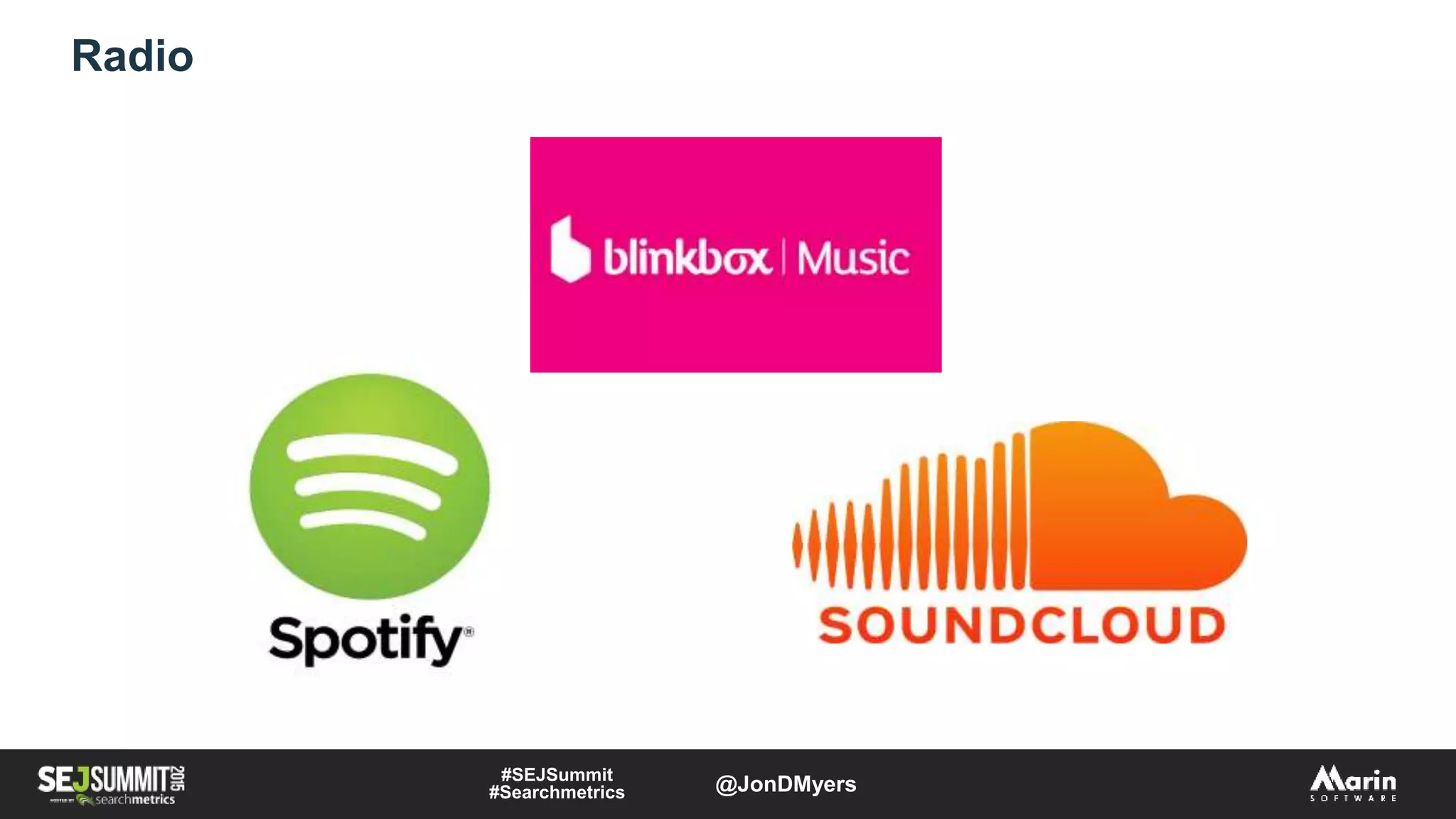 Radio
#SEJSummit
#Searchmetrics @JonDMyers
 