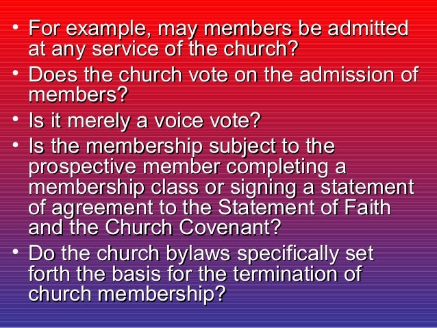 What are some examples of church bylaws?