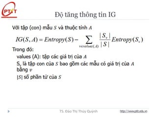 Độ tăng thông tin IG
http://www.ptit.edu.vn
TS. Đào Thị Thúy Quỳnh
 