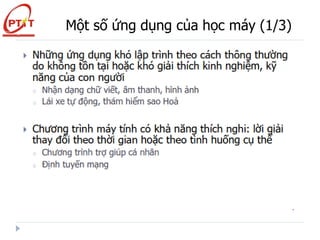 Một số ứng dụng của học máy (1/3)
 