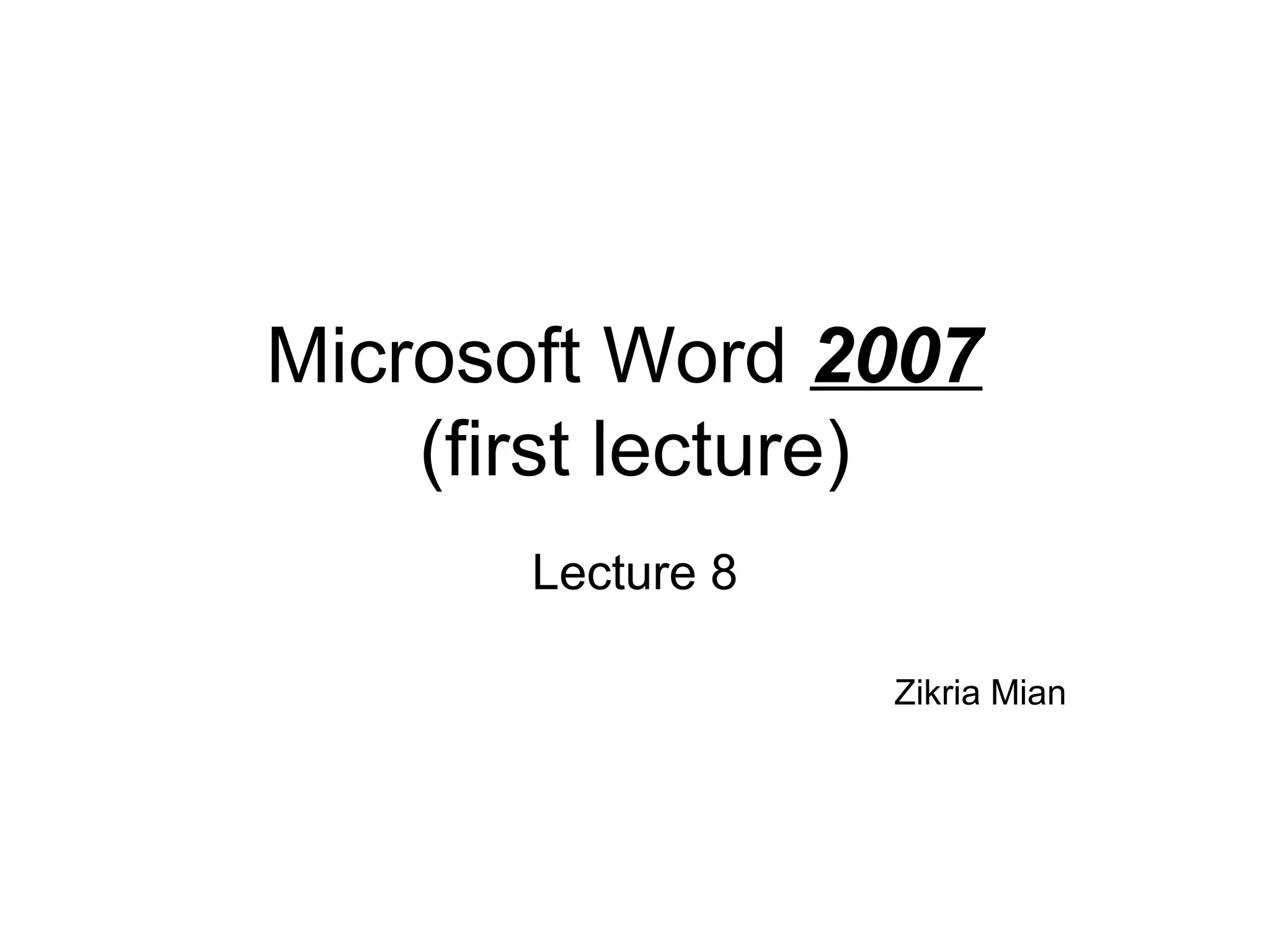 8 microsoft word 2007 PPT