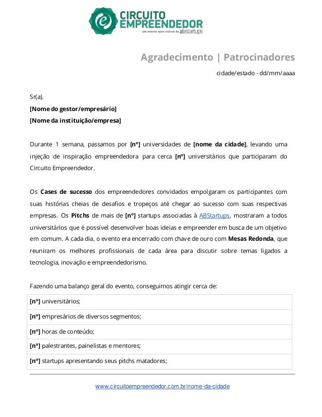 Cartas De Agradecimento Formal Exemplos - New Sample p