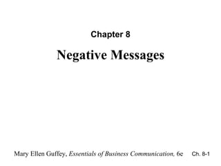 Chapter 8 Negative Messages Ch. 8- 
