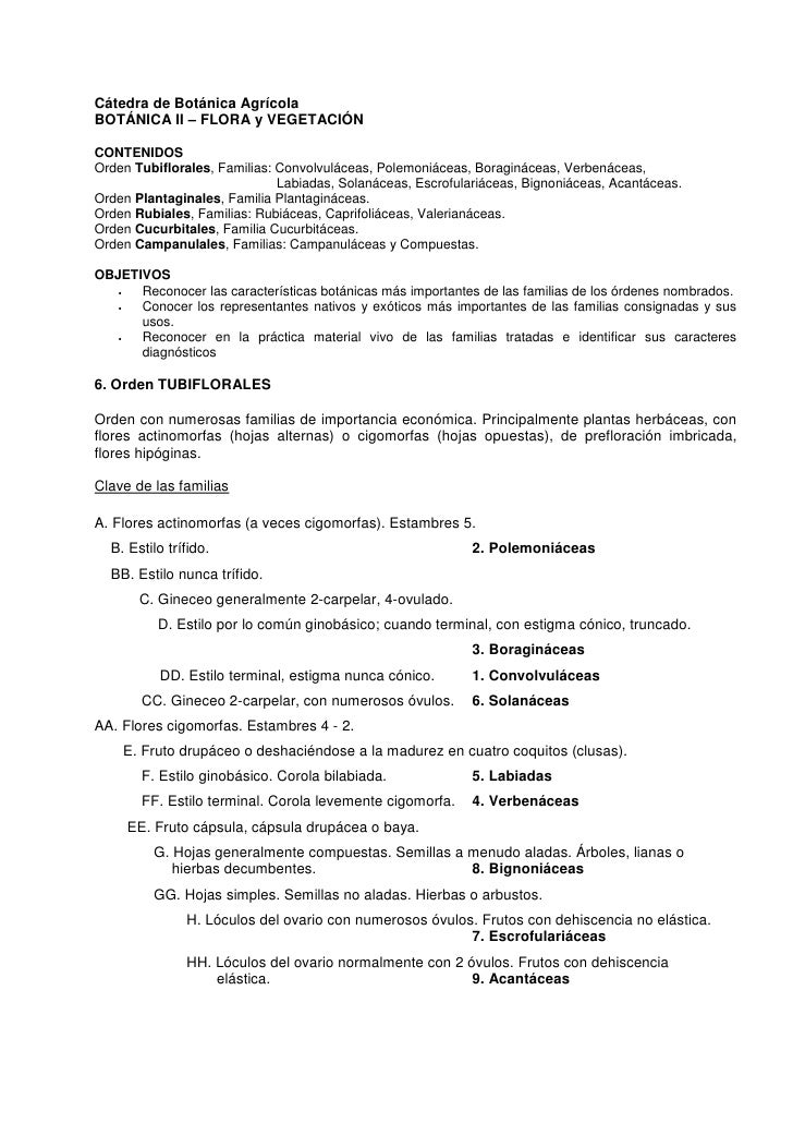 8 Ordenes Tubiflorales Plantaginales Rubiales Y Campanulales