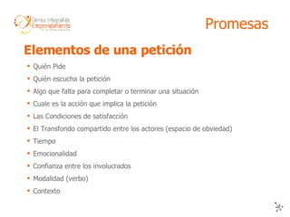 Promesas Elementos de una petición  <ul><li>Quién Pide </li></ul><ul><li>Quién escucha la petición </li></ul><ul><li>Algo ...