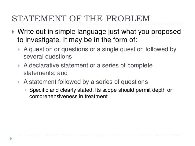 Statement of the problem thesis proposal