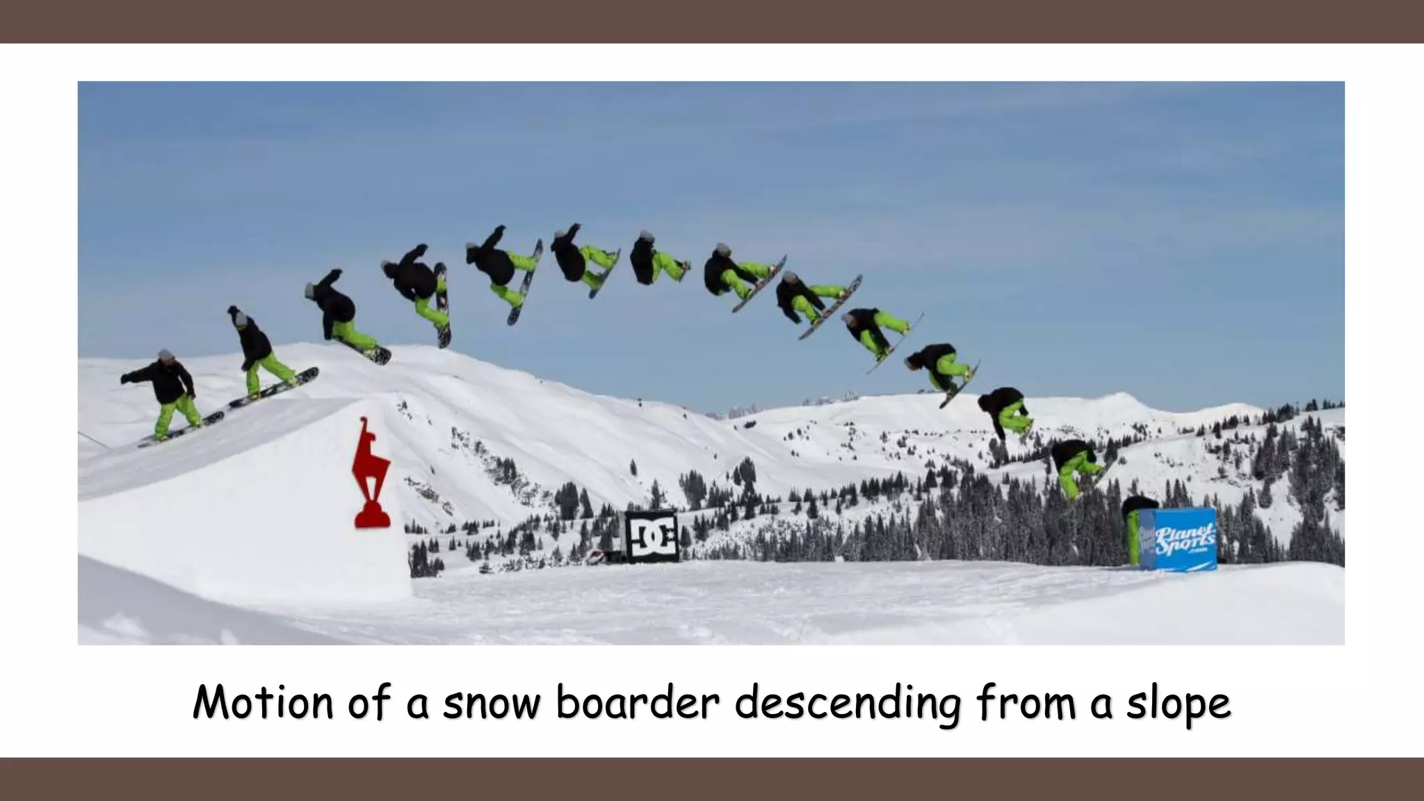 Motion of a snow boarder descending from a slope
 