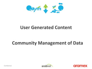 User Generated Content 1 Confidential Community Management of Data 