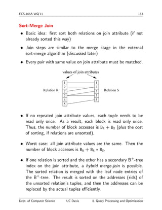 le scan may be cheaper; but this depends on the 
selectivity of A) 
Complex Selections 
 General pattern: 
{ Conjunction { 1^:::^n(R) 
{ Disjunction { 1_:::_n(R) 
{ Negation { :(R) 
 The selectivity of a condition i is the probability that a tuple 
in the relation R satis 