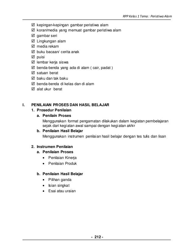 8 rpp sd kelas 1 semester 2 - peristiwa alam