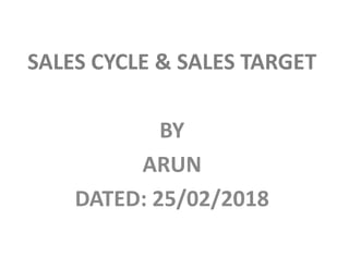 SALES CYCLE & SALES TARGET
BYBY
ARUN
DATED: 25/02/2018
 
