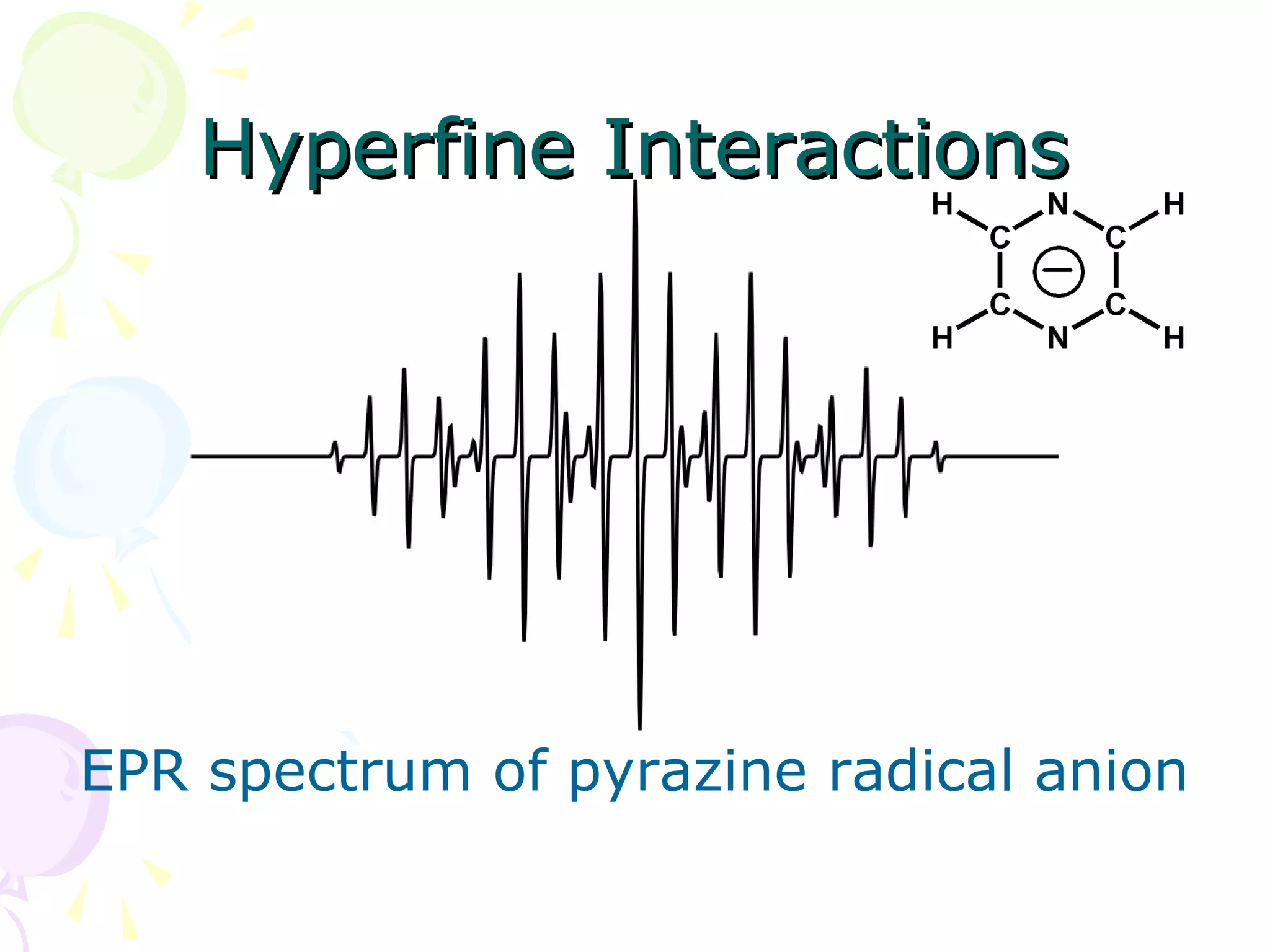 Hyperfine Interactions




EPR spectrum of pyrazine radical anion
 